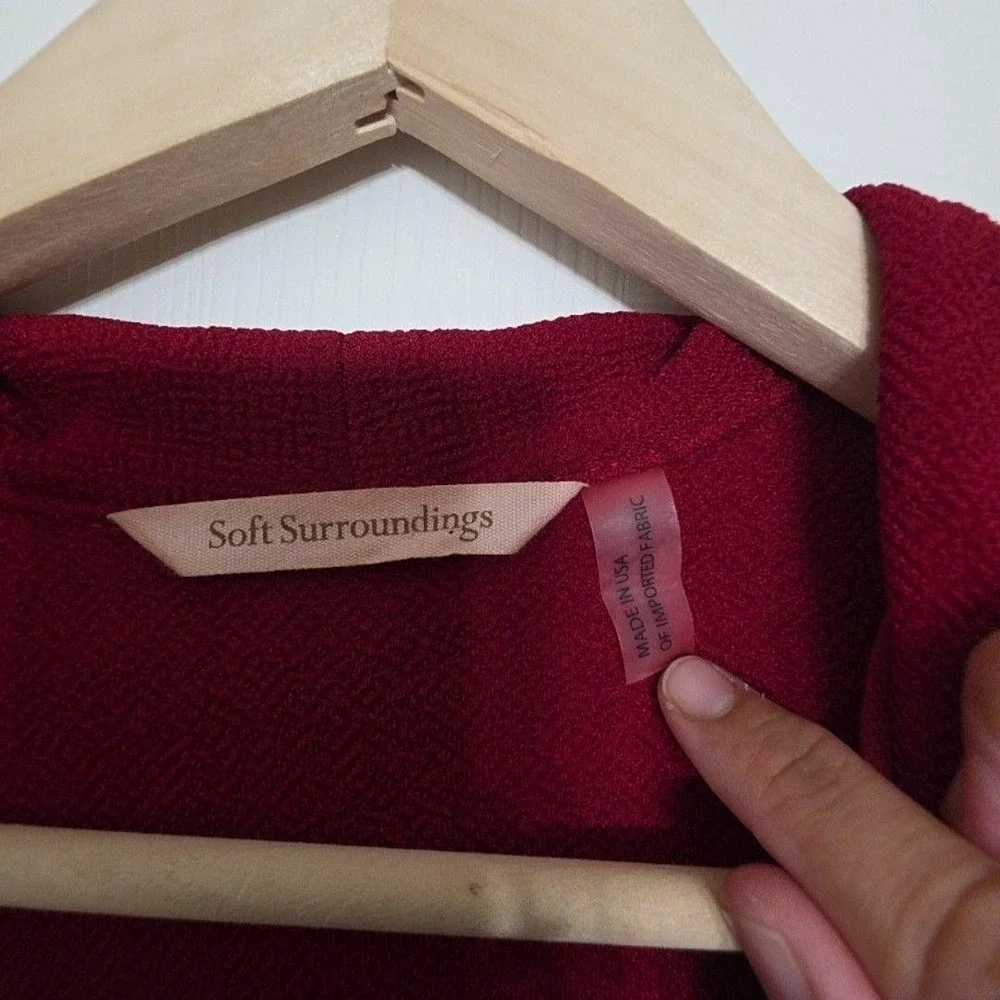 Soft Surroundings Cape Womens Large Red Knit Button Side Collared Open Front